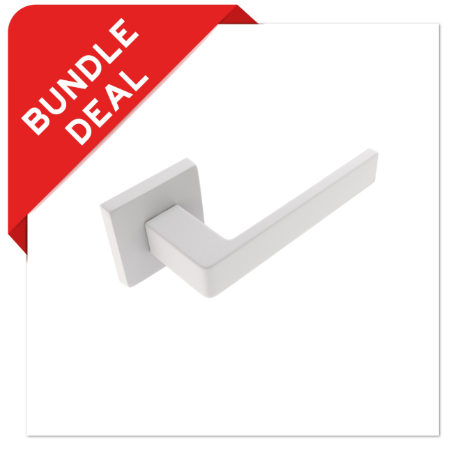 Sluitwerkpakketten met Deurkruk Quadrate 28 Regular Wit